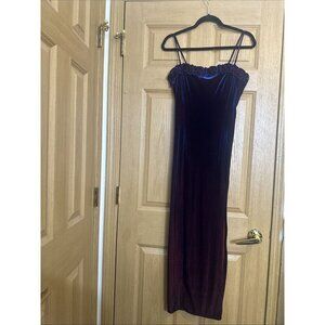 Dollar vintage velvet rose trim slip dress burgundy made in USA size L